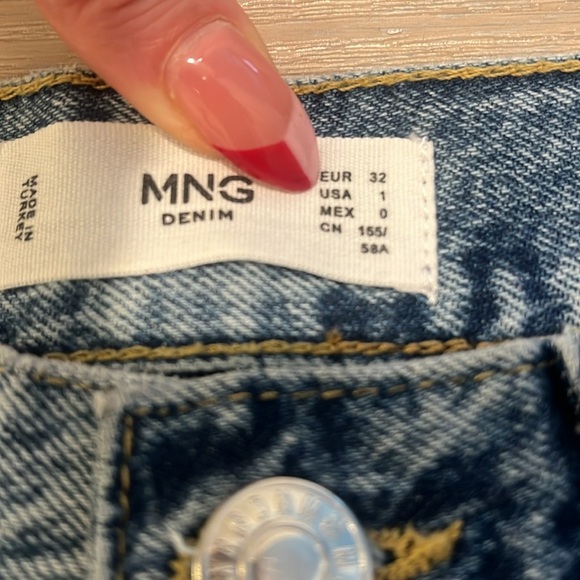 NWT MANGO Medium Blue Paisley Mid-rise straight leg jeans 1 MNG sustainable - Picture 5 of 13